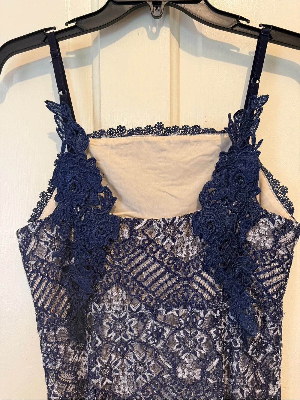 FOXIEDOX Navy Lace Midi Dress – Size Large – Worn Once